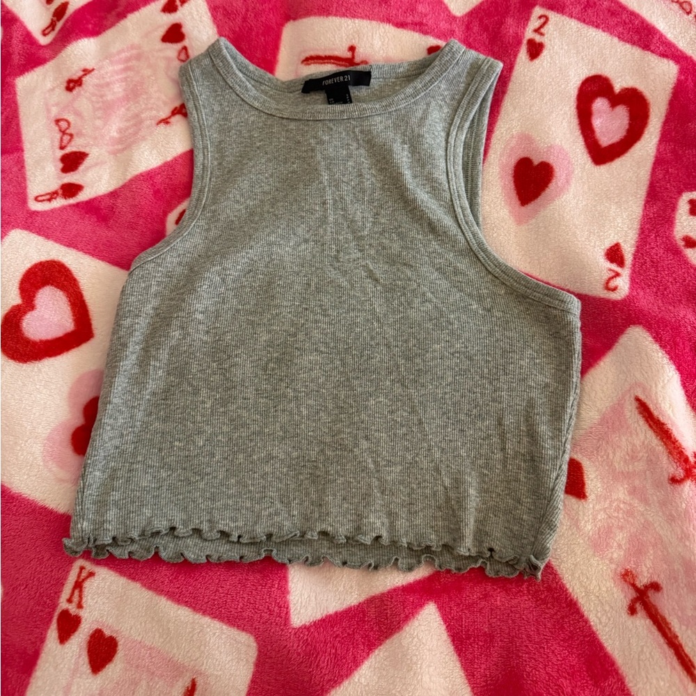 Gray Ribbed Crop Top
